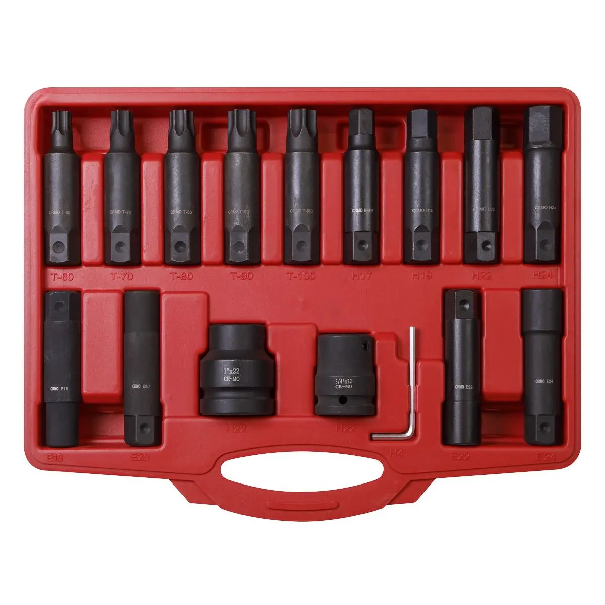 Sealey Impact Hex, TRX-Star* & TRX-Star* Female Socket Bit Set 16pc 3/4" & 1"Sq Drive - Image 3