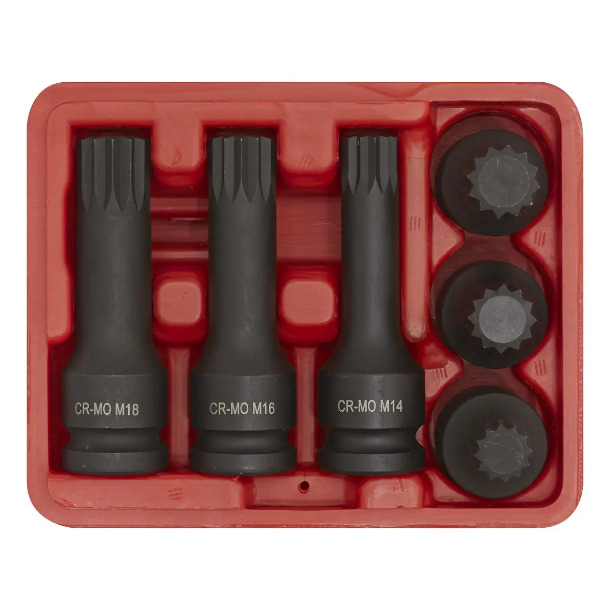 Sealey Impact Spline Socket Bit Set 6pc 1/2"Sq Drive - Image 3