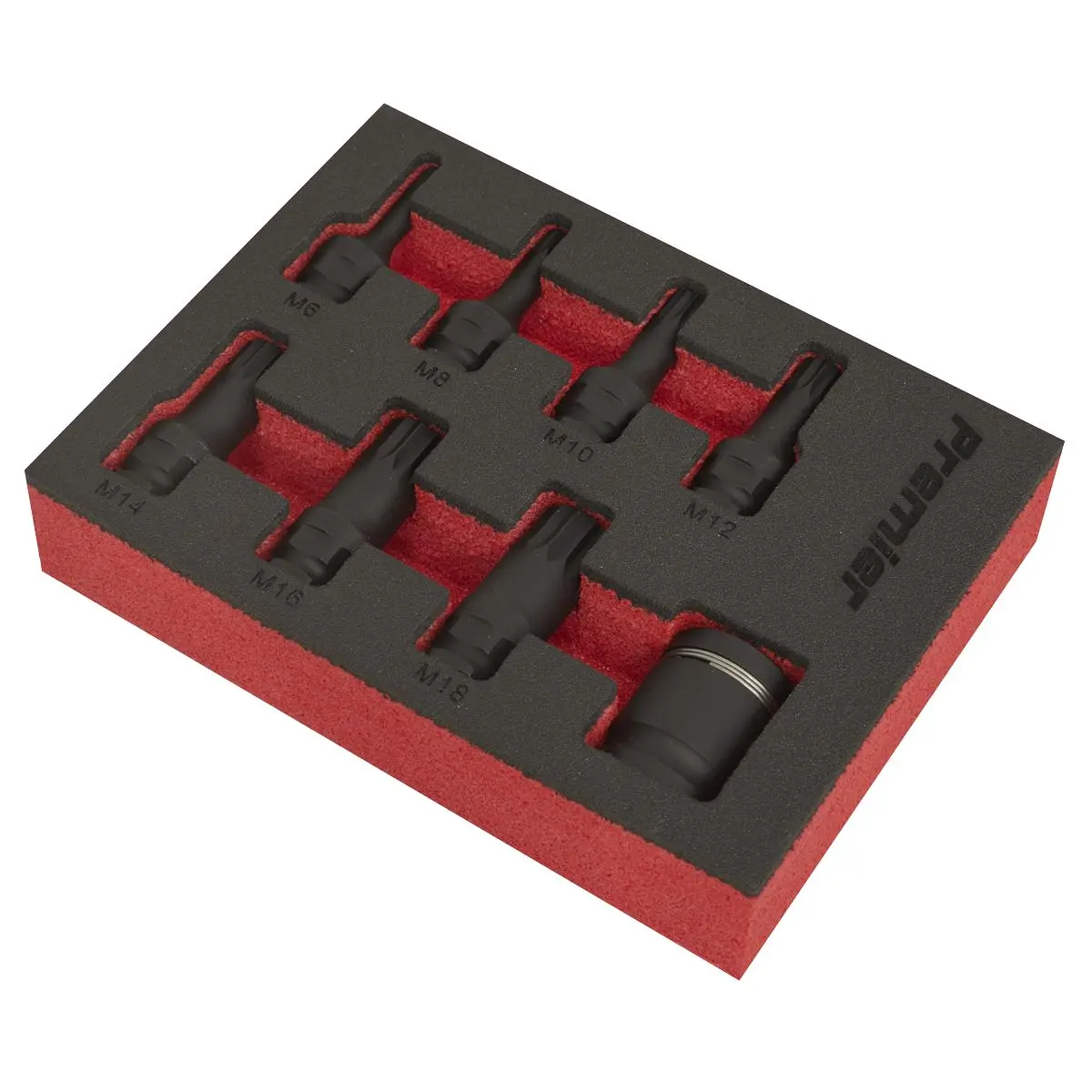 Sealey Impact Spline Socket Bit Set 8 Piece 3/8" Drive M6-M18 in EVA Storage Tray - Image 2