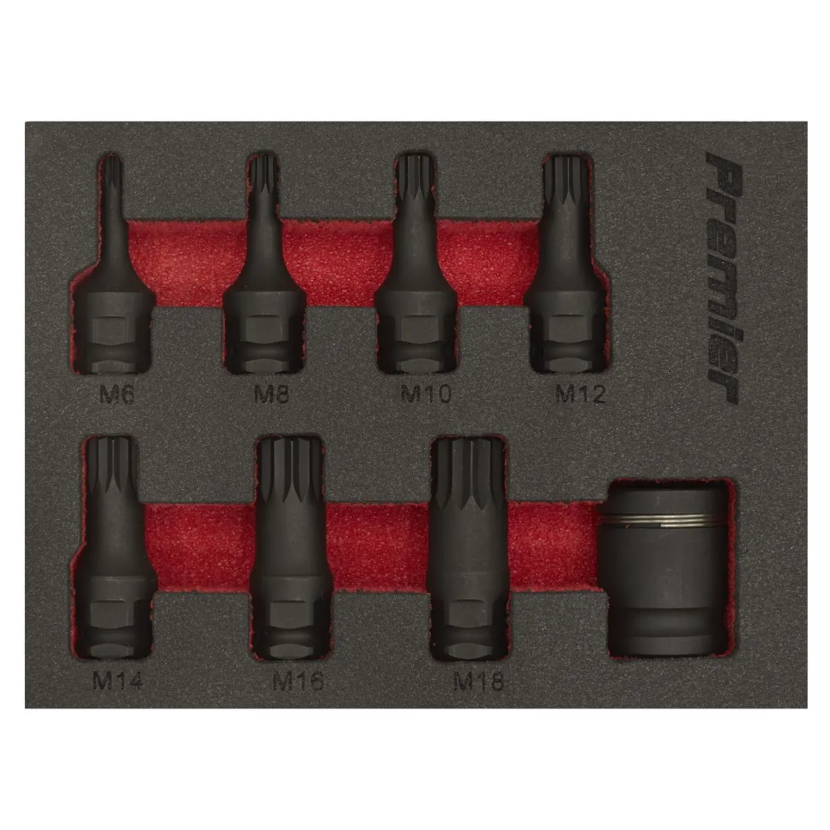 Sealey Impact Spline Socket Bit Set 8 Piece 3/8" Drive M6-M18 in EVA Storage Tray - Image 4
