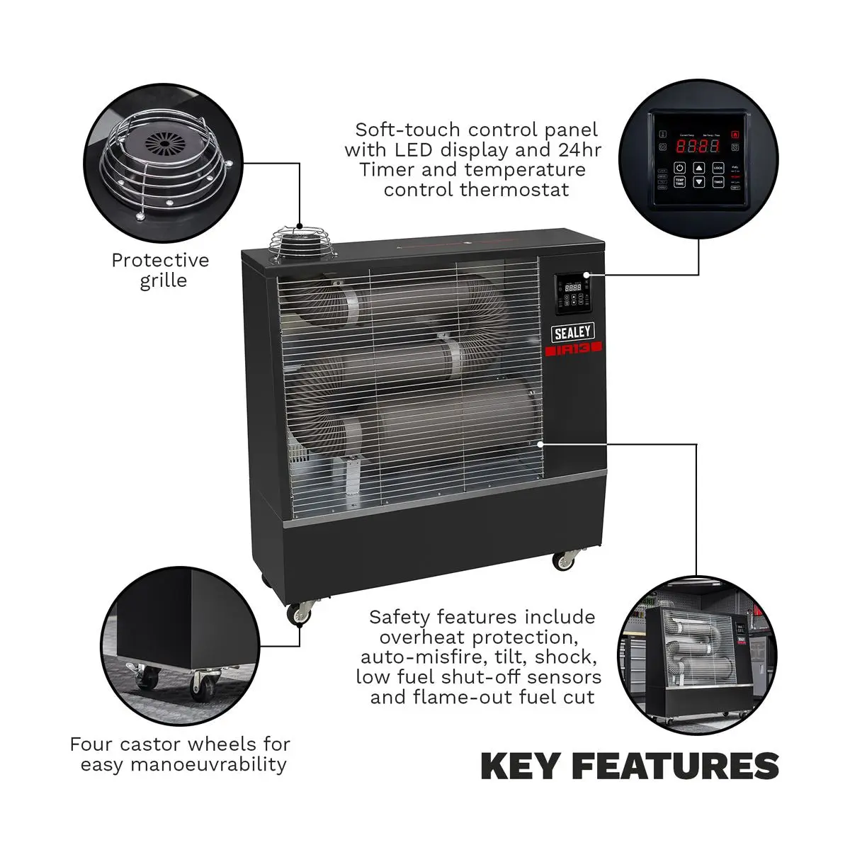 Sealey Industrial Infrared Diesel Heater 13kW - Image 5
