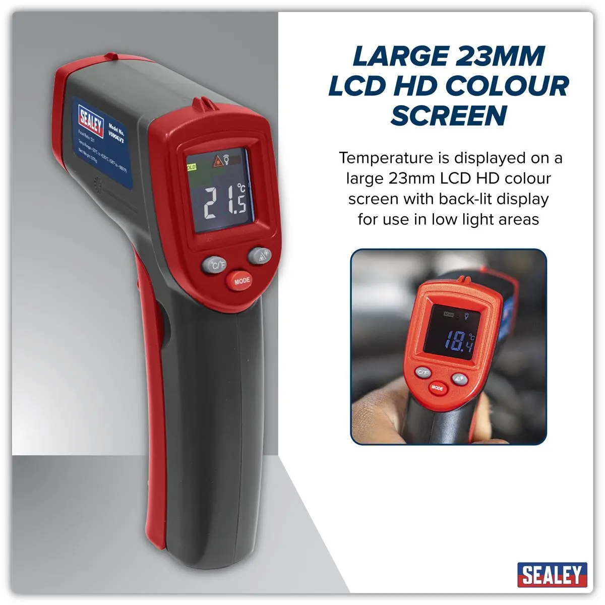 Sealey Infrared Laser Digital Thermometer 12:1 Faults Car Van - Image 4