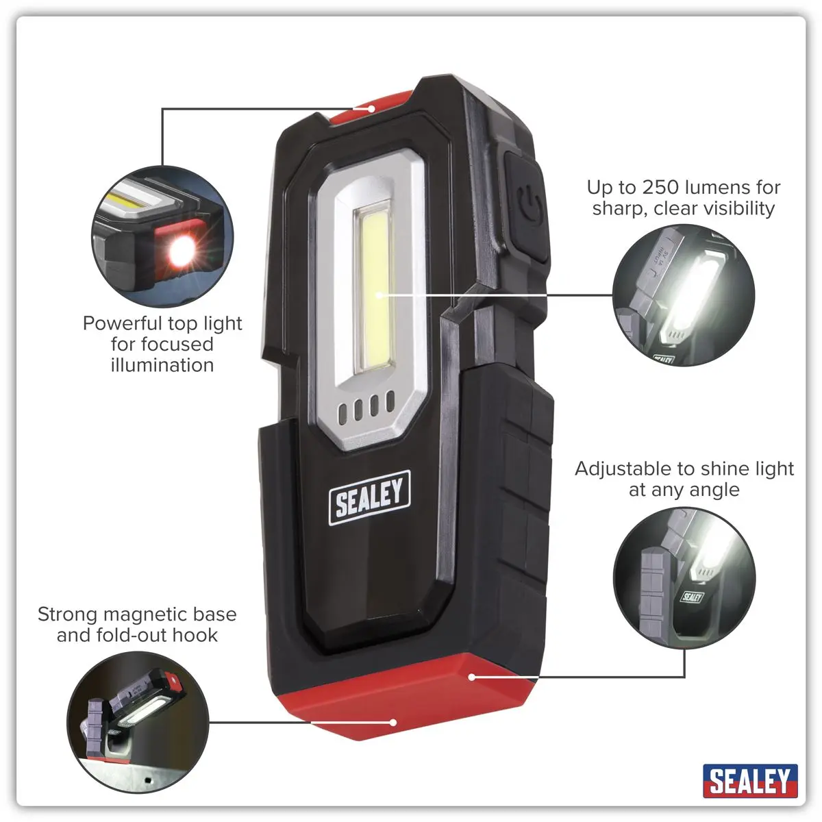 Sealey Inspection Light 3W COB & 1W SMD LED - Wireless Rechargeable - Image 12