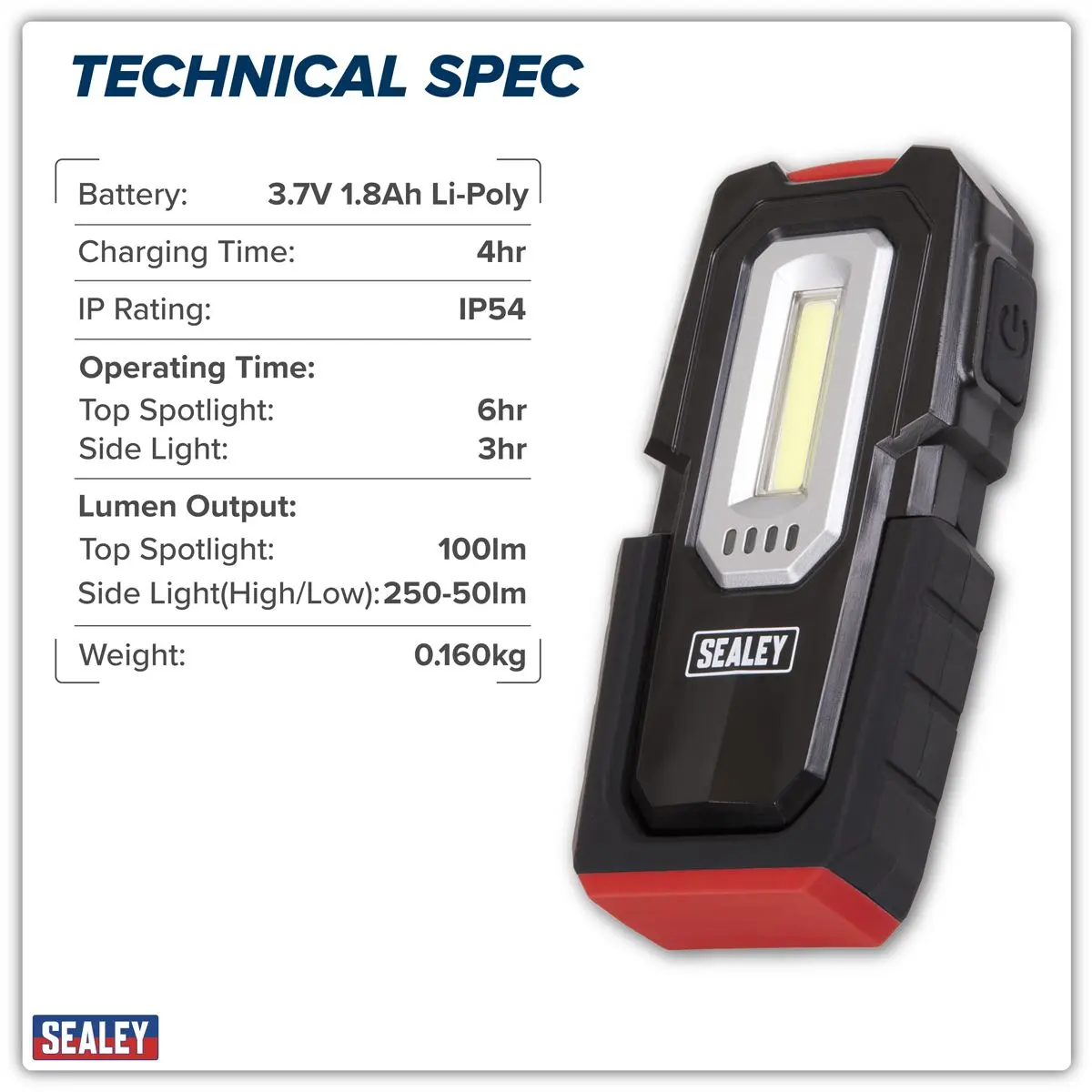 Sealey Inspection Light 3W COB & 1W SMD LED - Wireless Rechargeable - Image 14