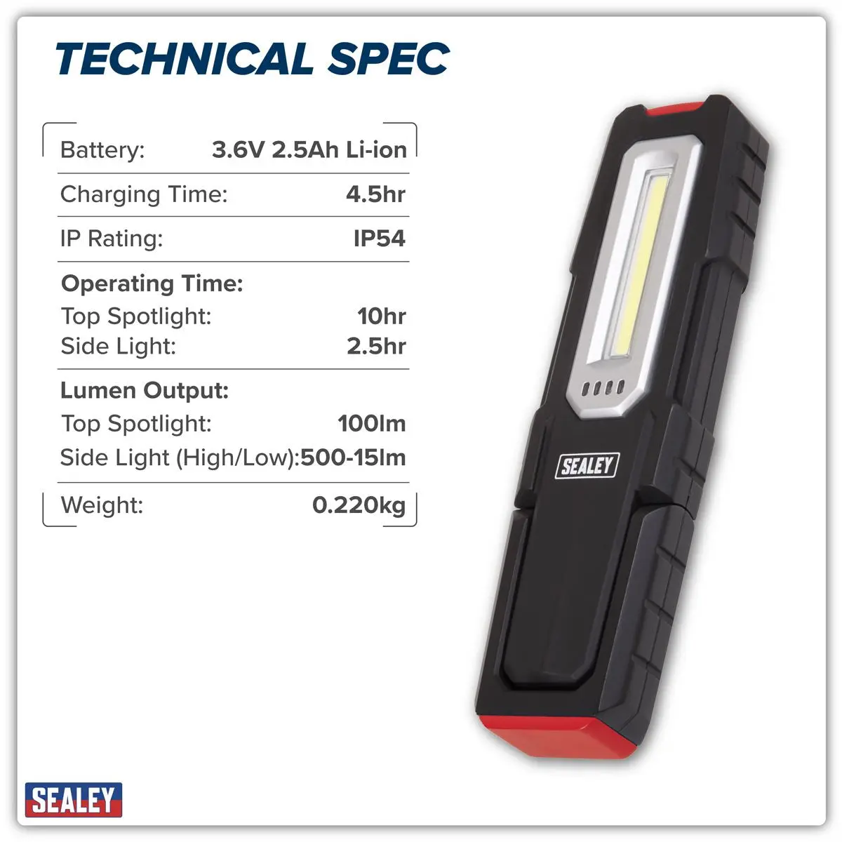 Sealey Inspection Light 5W COB & 1W SMD LED - Wireless Rechargeable - Image 14
