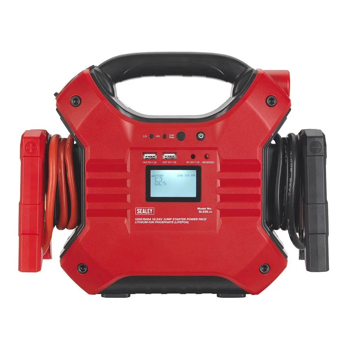 Sealey Jump Starter Power Pack Lithium-ion Phosphate (LiFePo4) 12/24V 1200/600 Peak Amps - Image 3