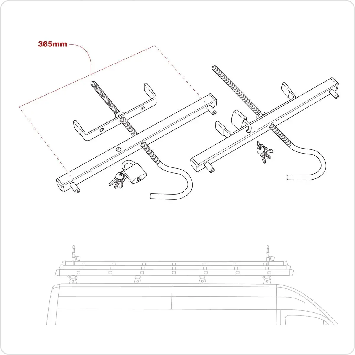 Sealey Ladder Roof Rack Clamps - Image 2