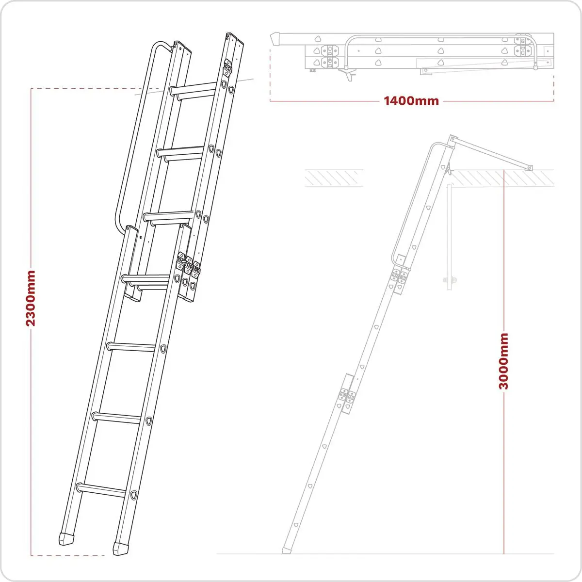 Sealey Loft Ladder 3-Section to BS 14975:2006 - Image 2
