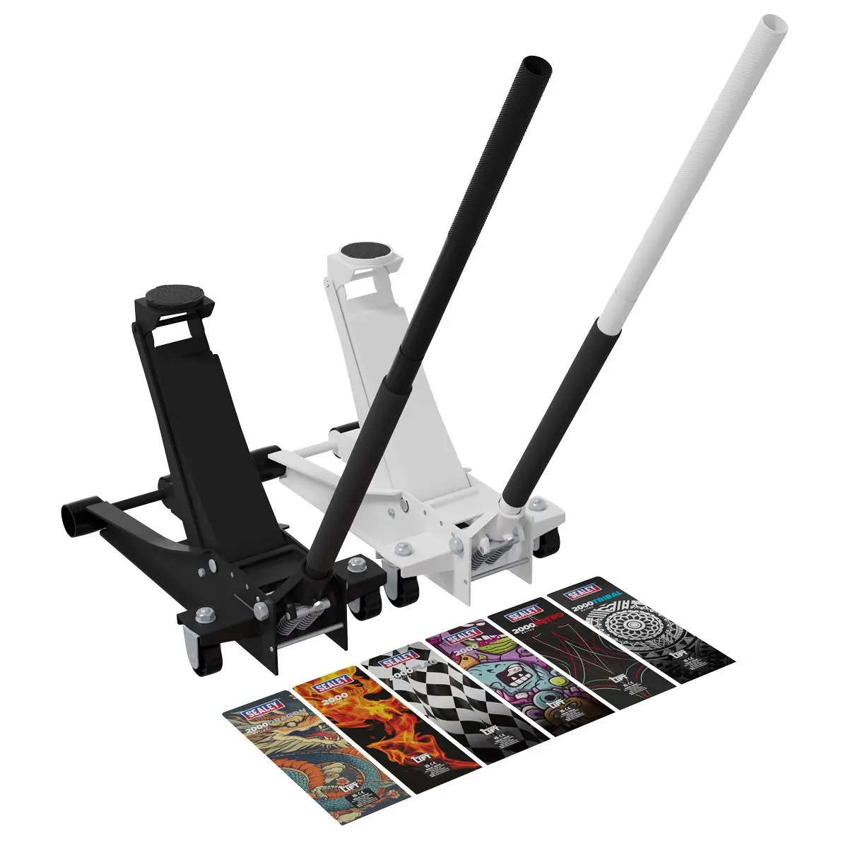 Sealey 2 Tonne Low Entry Profile Trolley Jack Rocket Lift Black 6 Custom Designs - Image 17