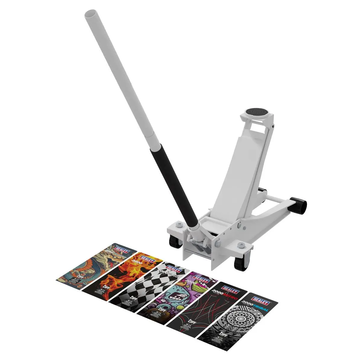 Sealey 2 Tonne Low Entry Profile Trolley Jack Rocket Lift White 6 Custom Designs
