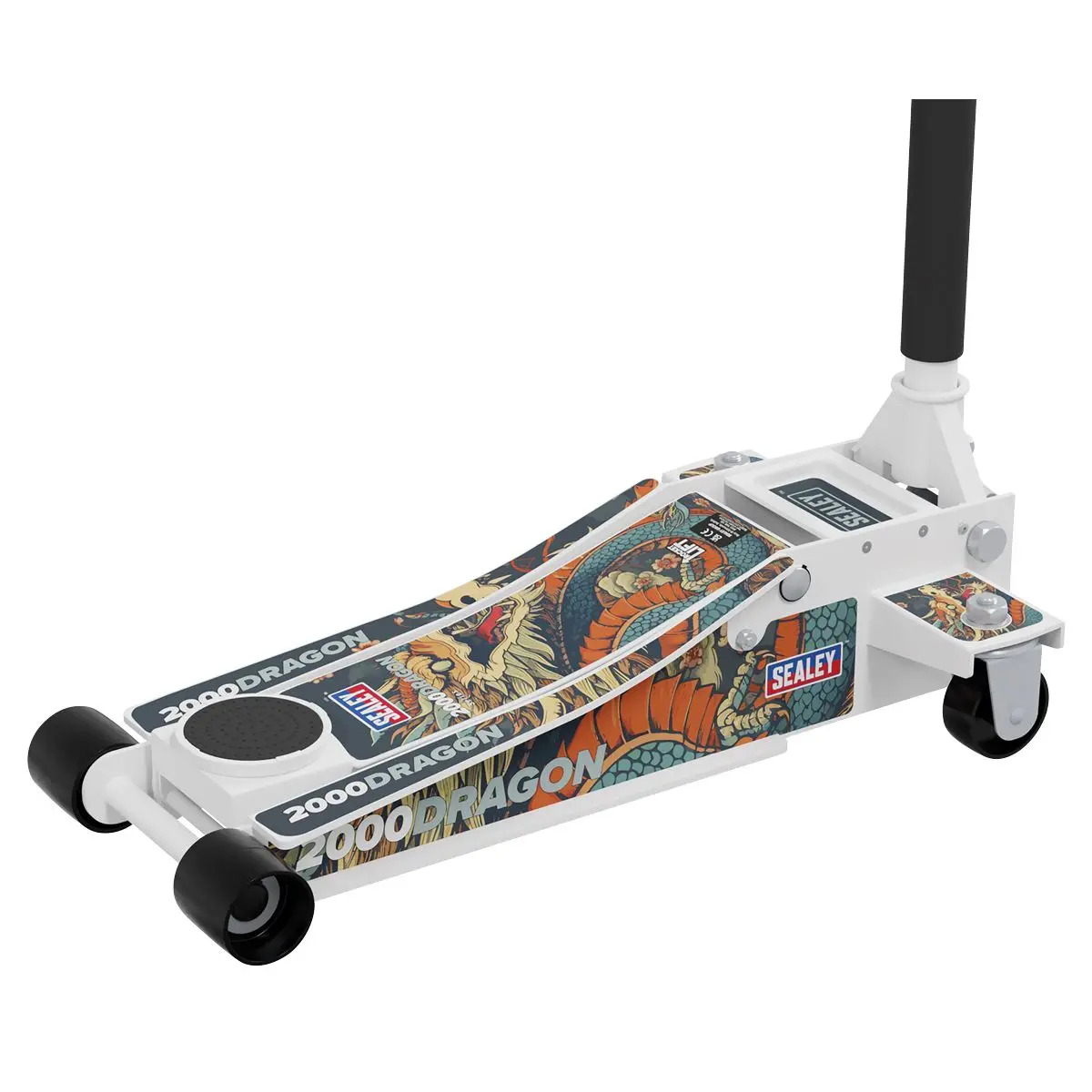 Sealey 2 Tonne Low Entry Profile Trolley Jack Rocket Lift White 6 Custom Designs - Image 5