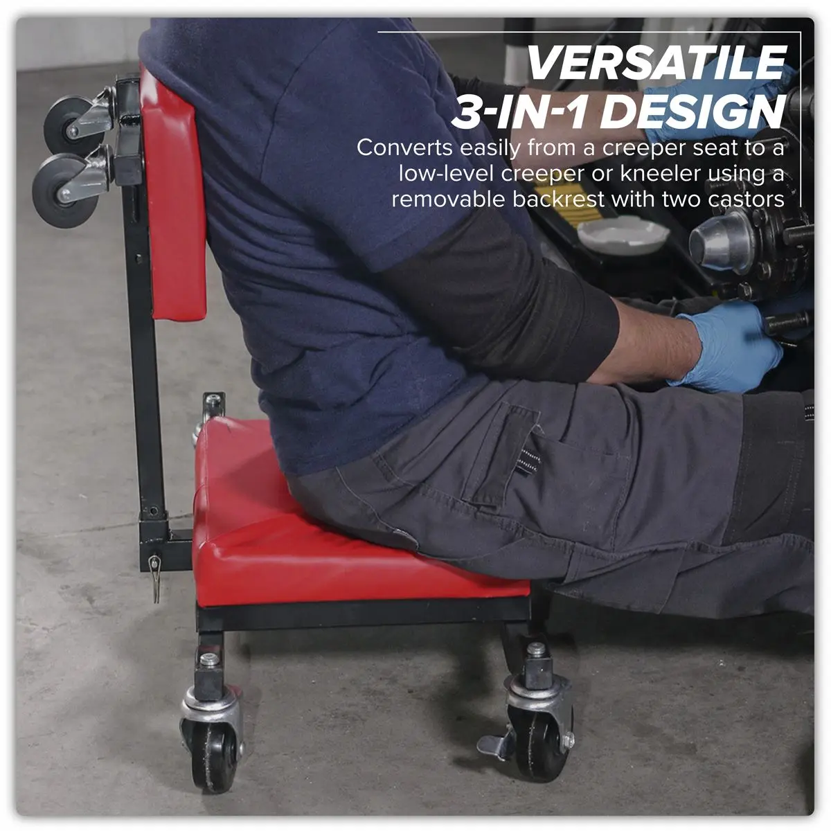 Sealey Low Level Creeper, Seat & Kneeler - Image 11