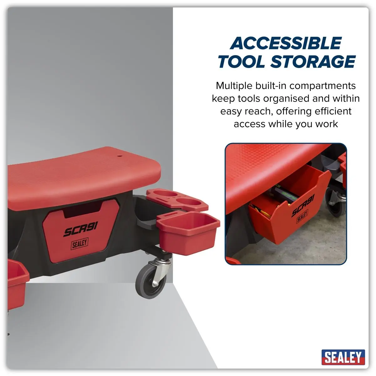 Sealey Mechanic's Detailing Utility Seat - Image 9