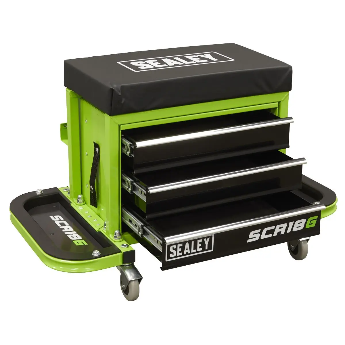 Sealey Mechanic's Utility Seat & Toolbox - Green - Image 7
