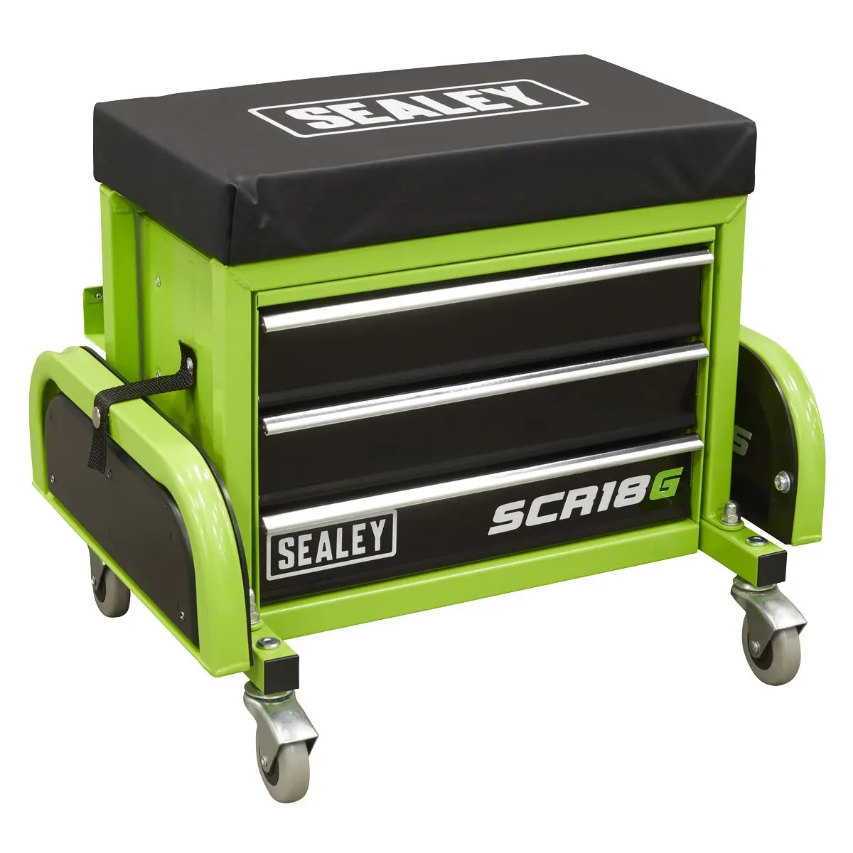 Sealey Mechanic's Utility Seat & Toolbox - Green - Image 8