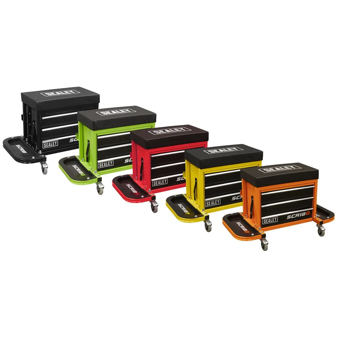 Sealey Mechanic's Utility Seat & Toolbox - Orange - Image 16