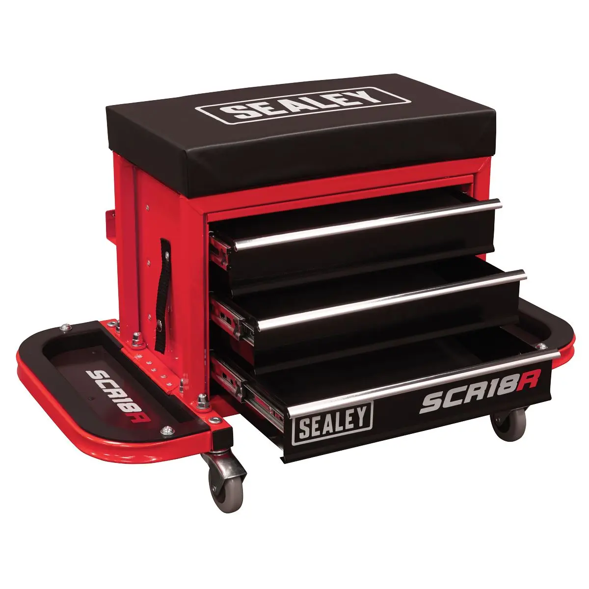 Sealey Mechanic's Utility Seat & Toolbox - Red - Image 14