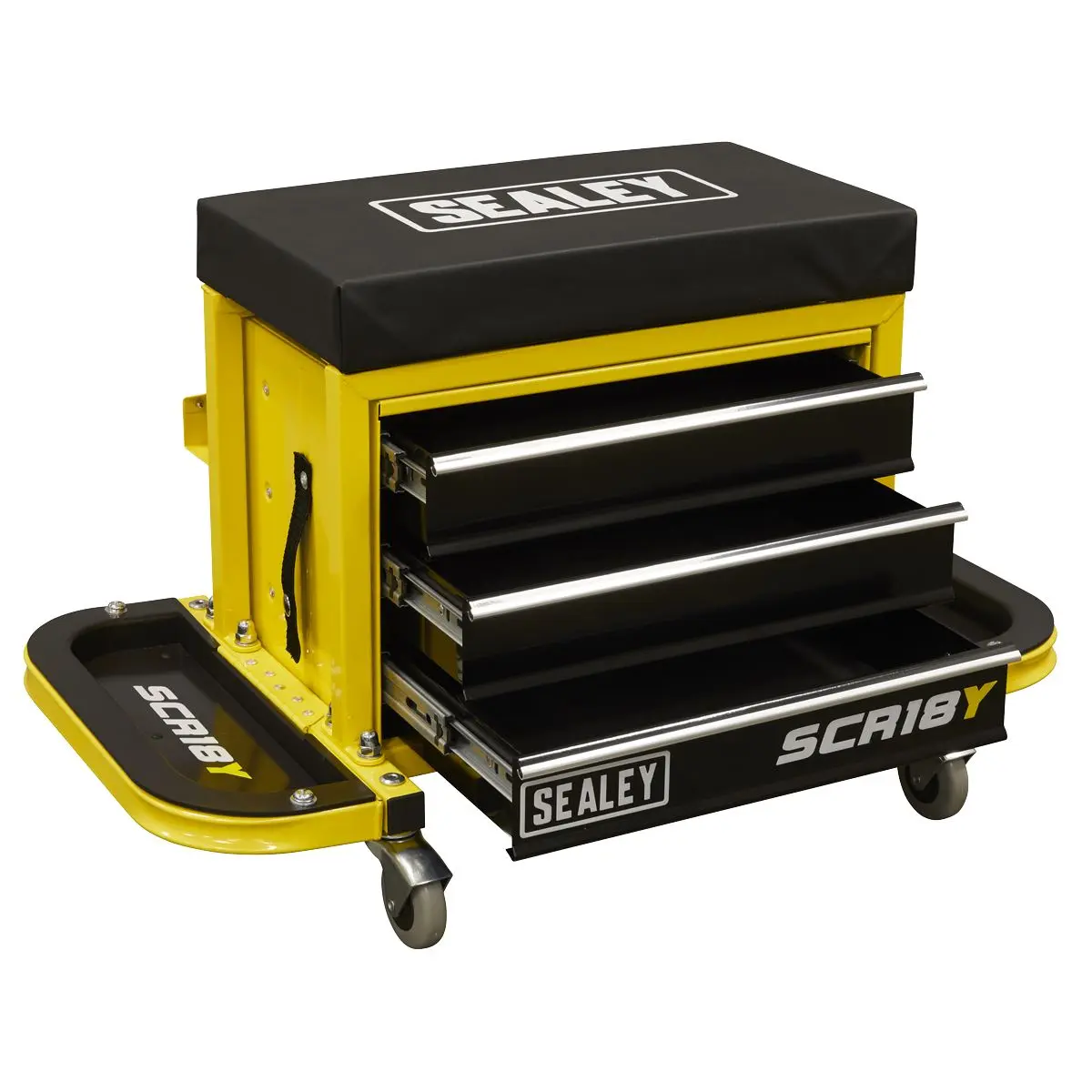 Sealey Mechanic's Utility Seat & Toolbox - Yellow - Image 3