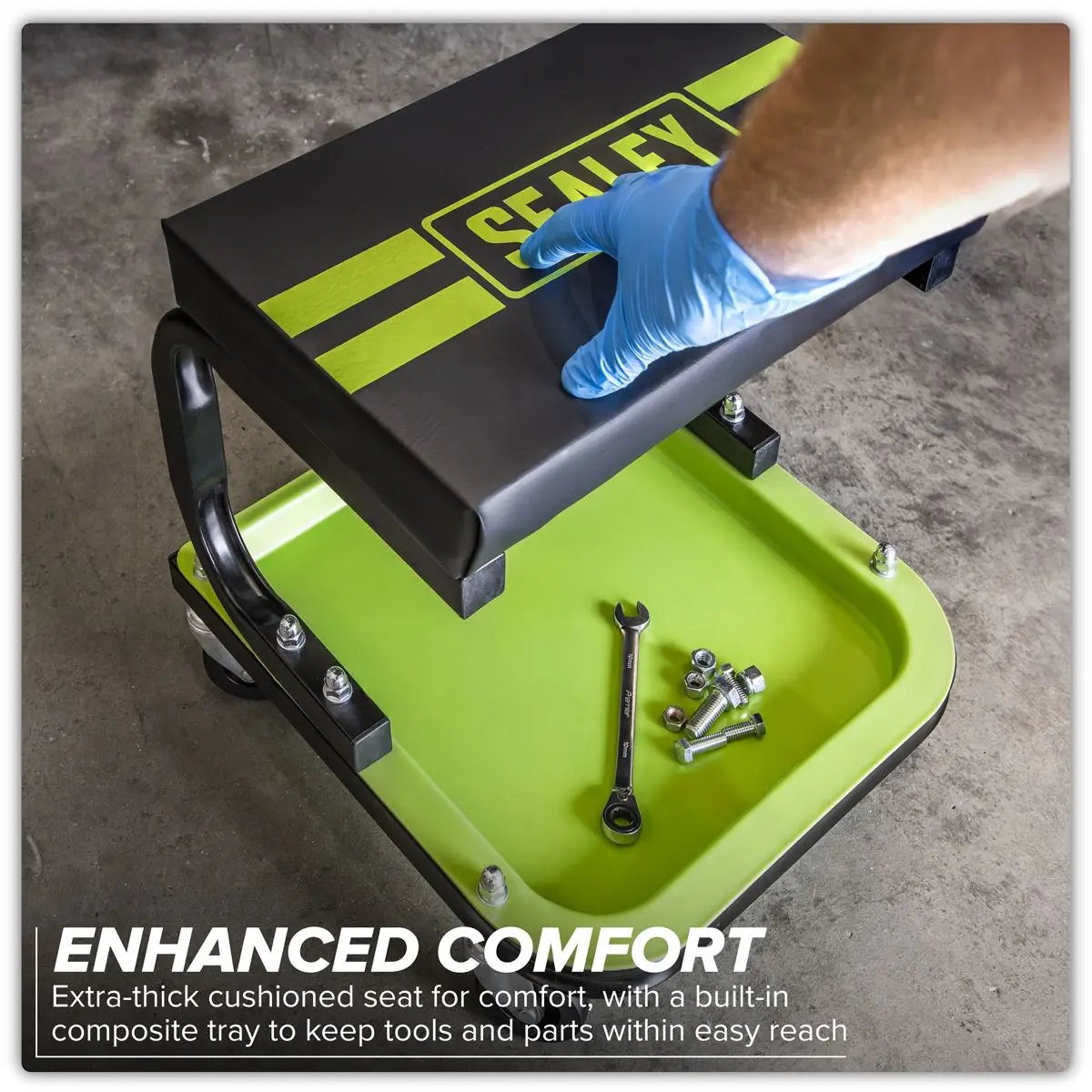 Sealey Mechanic's Utility Seat - Green - Image 8