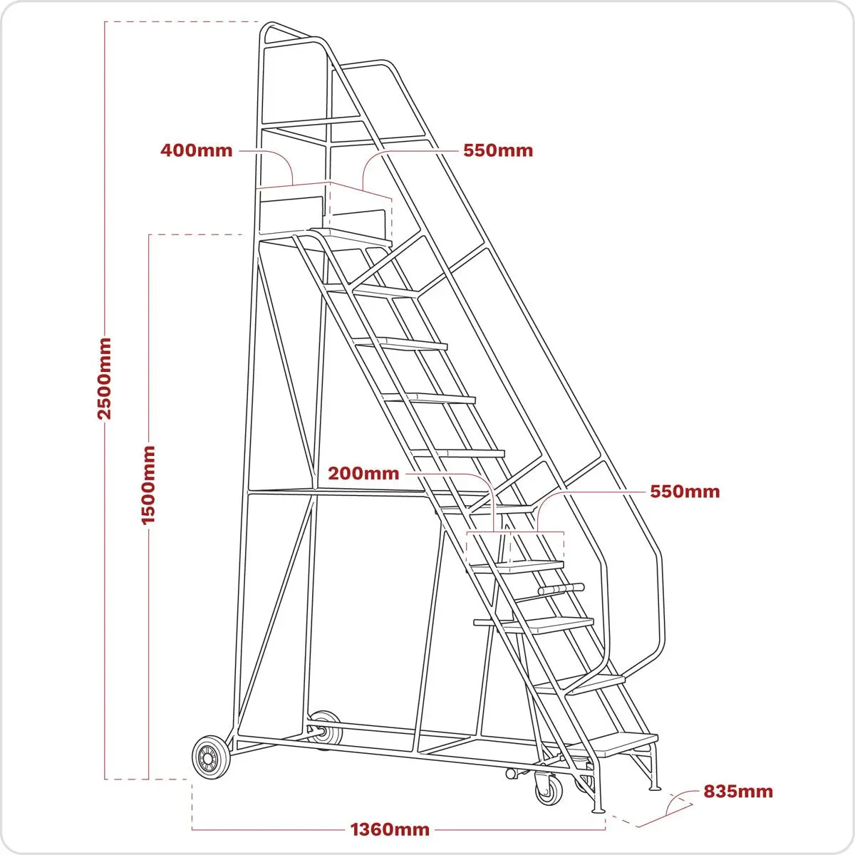 Sealey Mobile Safety Steps 6-Tread - Image 3