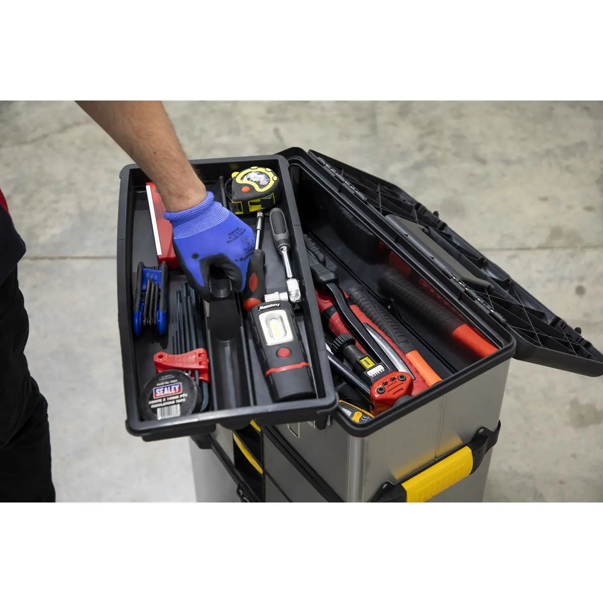 Sealey Mobile Stainless Steel/Composite Toolbox - 3 Compartment - Image 2