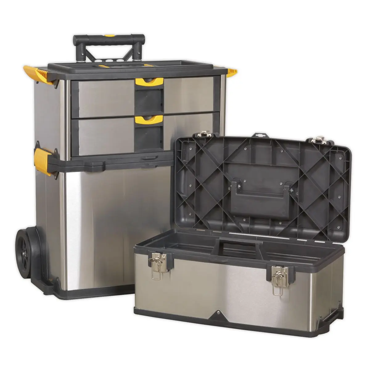 Sealey Mobile Stainless Steel/Composite Toolbox - 3 Compartment - Image 8