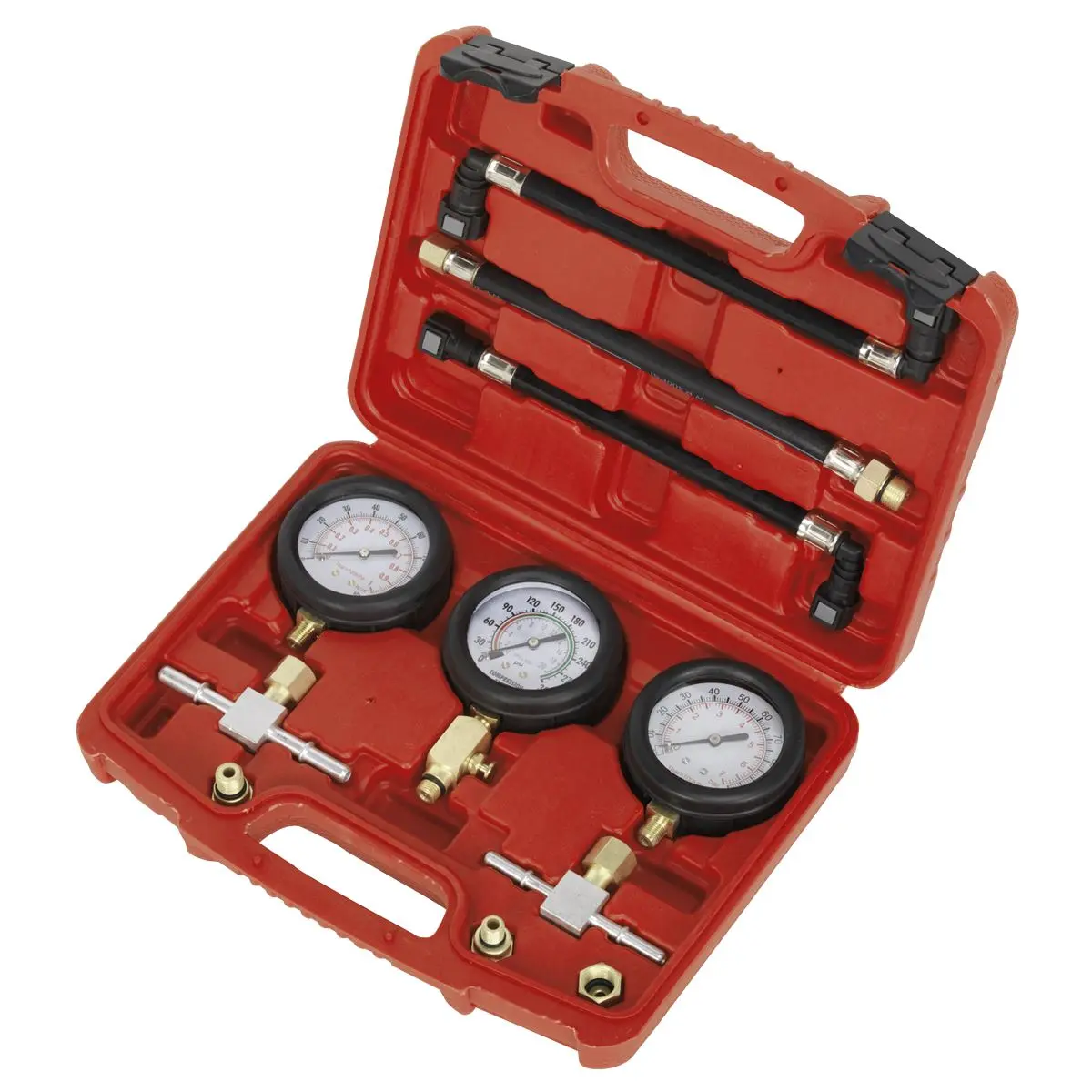 Sealey Motorcycle Compression & Fuel Pressure Gauge Set 3pc - Image 3