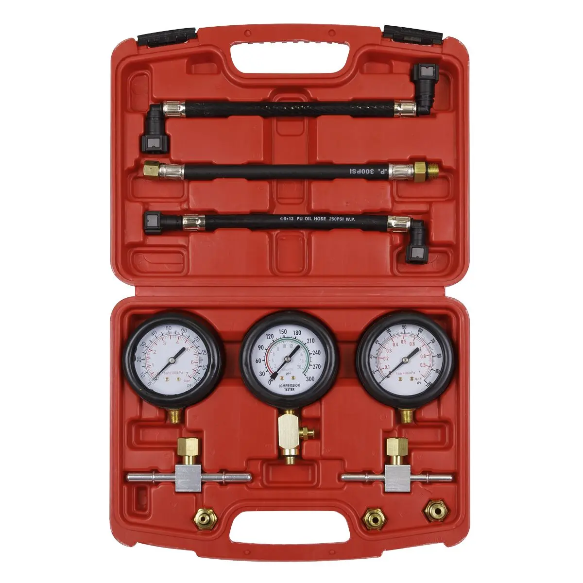 Sealey Motorcycle Compression & Fuel Pressure Gauge Set 3pc - Image 4