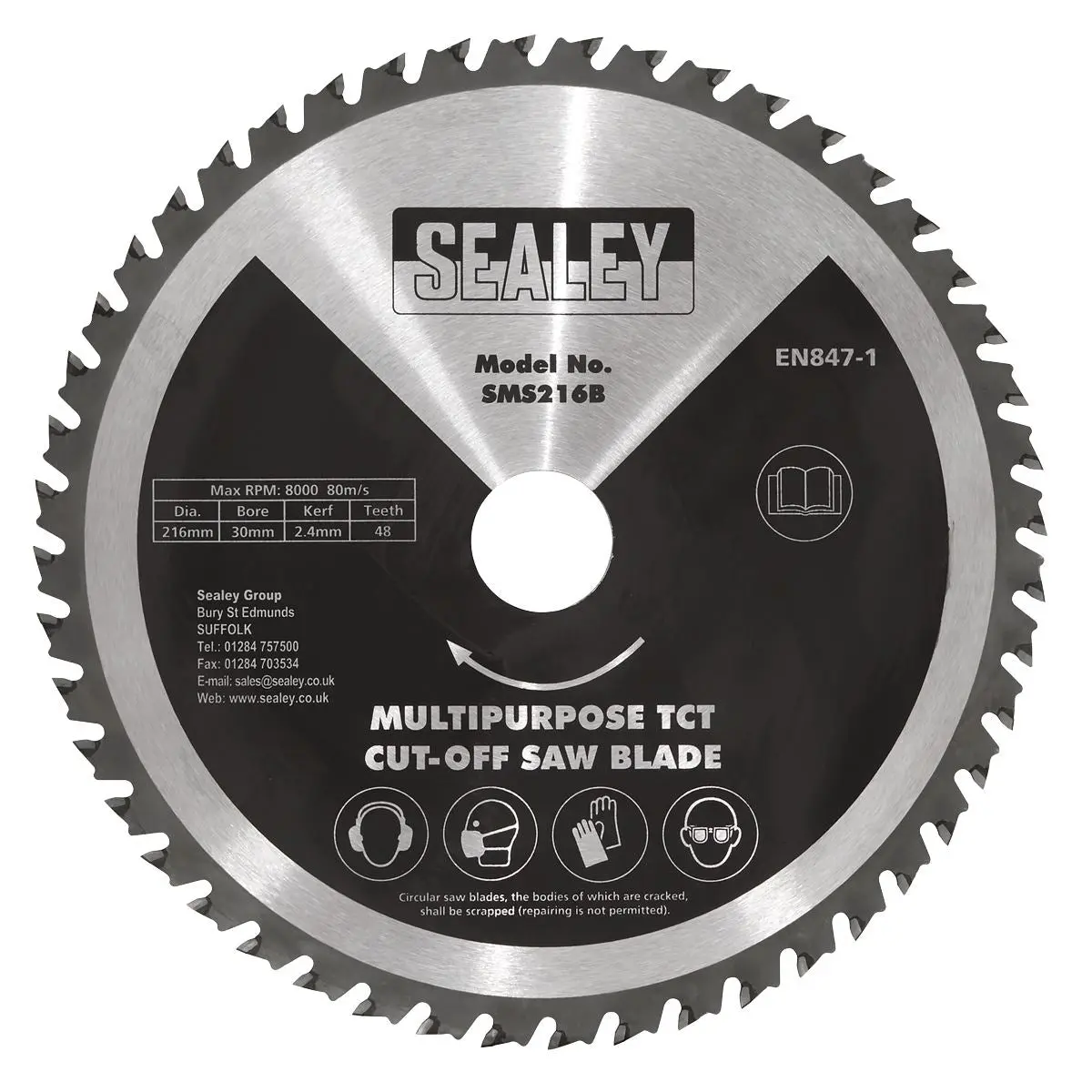 Sealey Multipurpose Cut-Off Saw Blade Ø216 x 2.4mm/Ø30mm 48tpu - Image 2