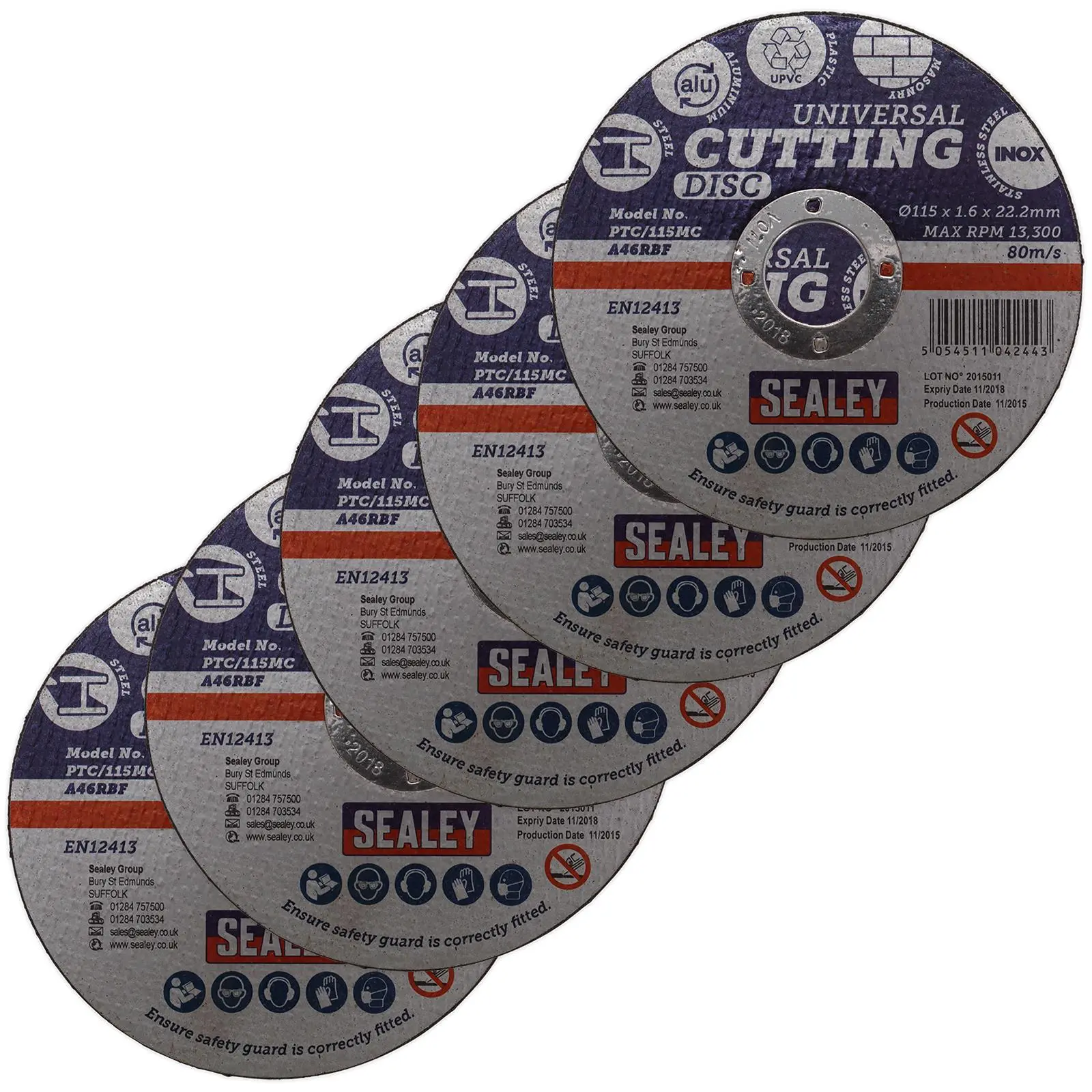 Sealey Multipurpose Cutting Disc 115mm x 1.6mm Ø22.2mm Bore Steel Aluminium - Image 4