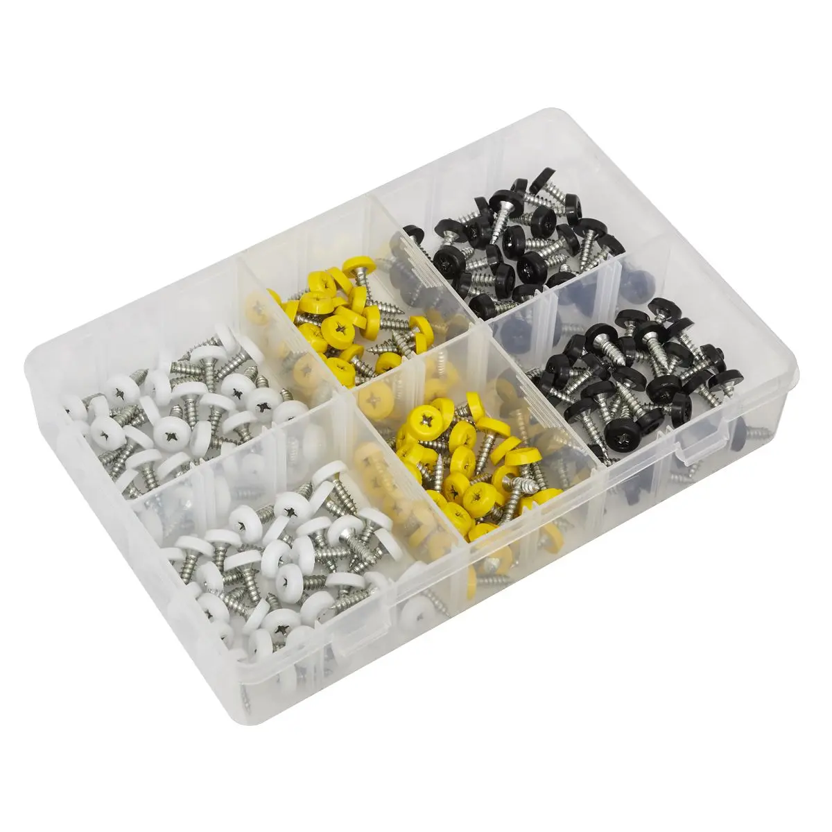 Sealey Numberplate Screw Assortment 195pc 4.8mm x 18mm - Plastic Enclosed Head - Image 10