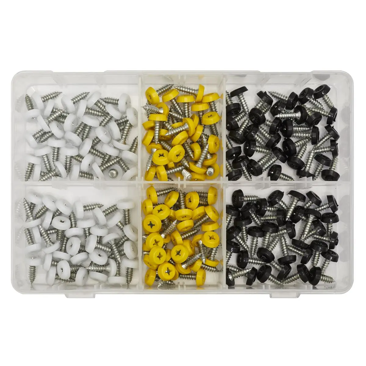 Sealey Numberplate Screw Assortment 195pc 4.8mm x 18mm - Plastic Enclosed Head - Image 5