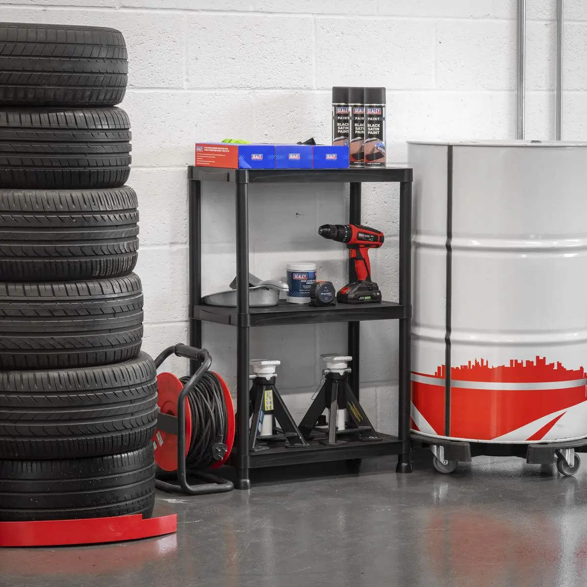 Sealey Plastic Racking Unit with 3 Shelves 25kg Capacity Per Level - Image 5