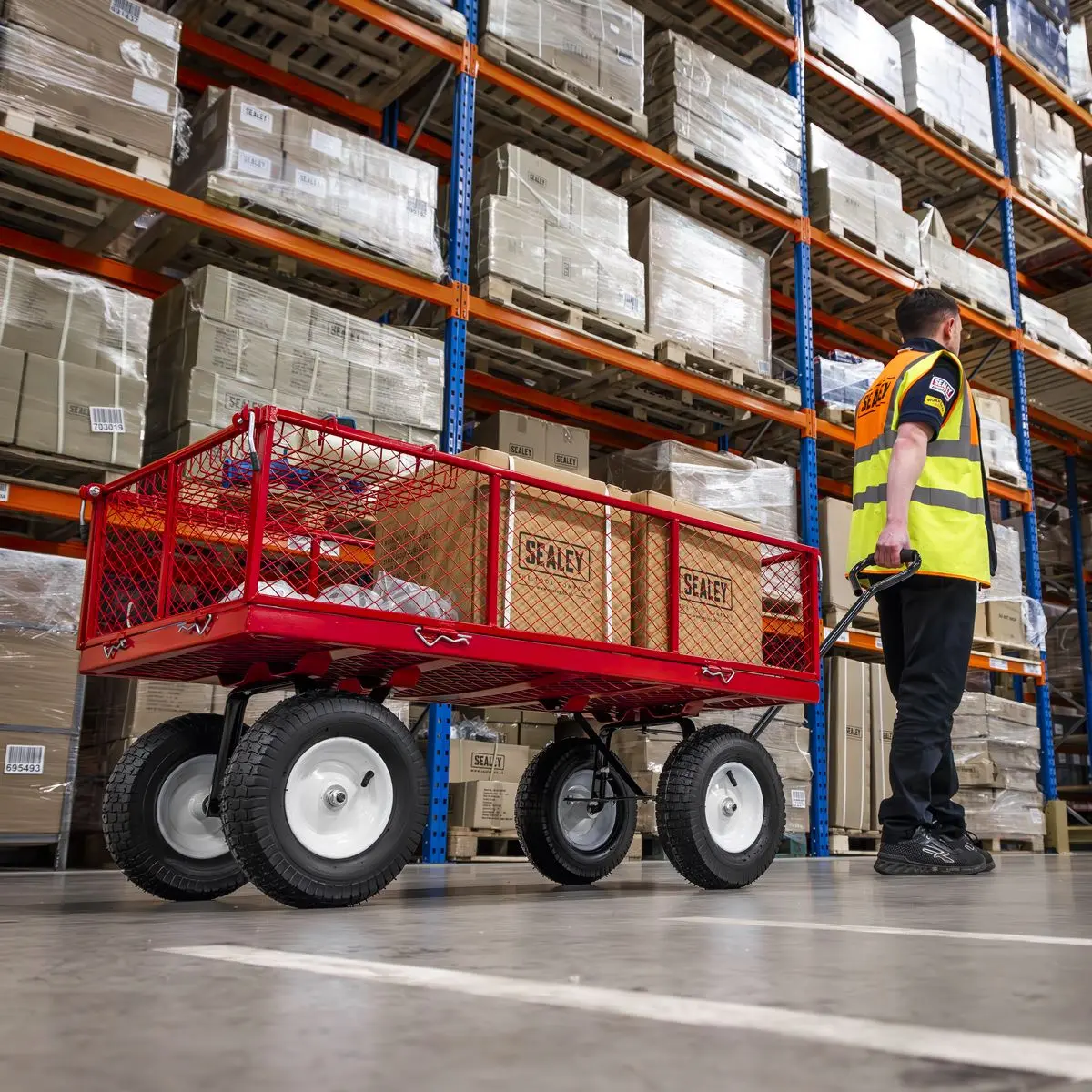 Sealey Platform Truck with Sides Pneumatic Tyres 450kg Capacity - Image 12