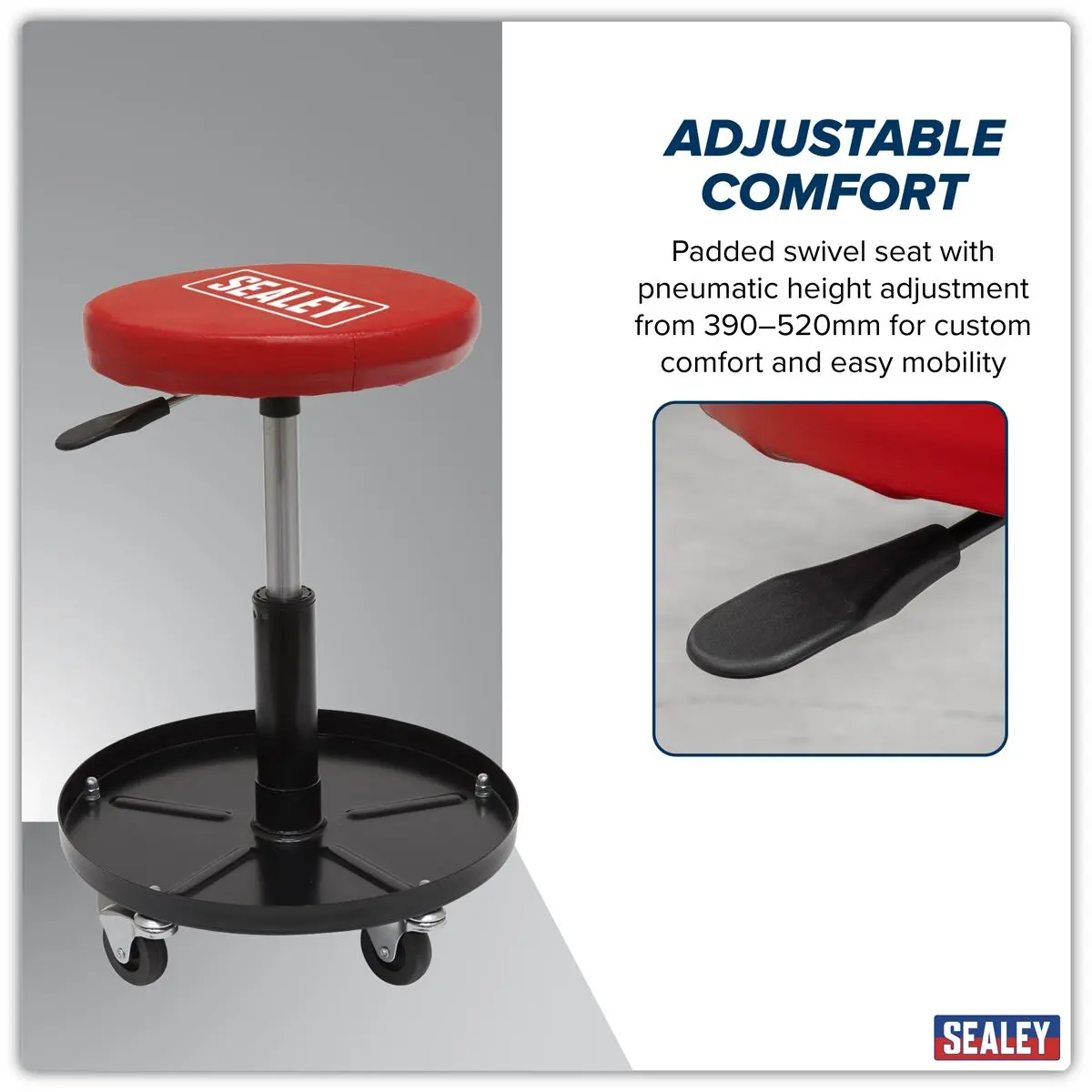 Sealey Pneumatic Mechanic's Seat - Image 4