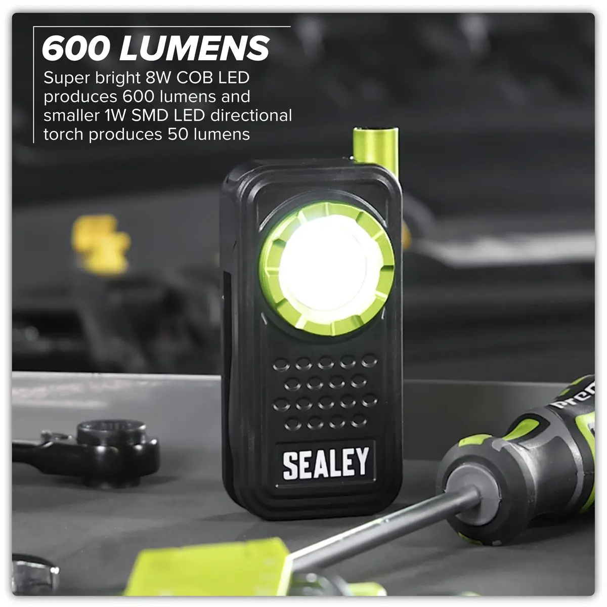 Sealey Pocket Light with Flexi Inspection Light 8W COB LED & 1W SMD LED - Image 3