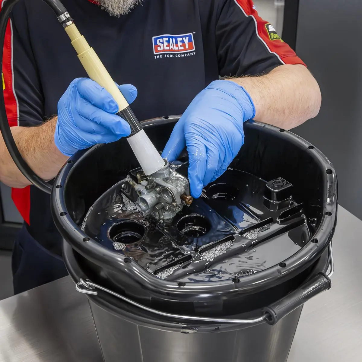 Sealey Portable Bucket Parts Washer with Brush 14L - Image 3