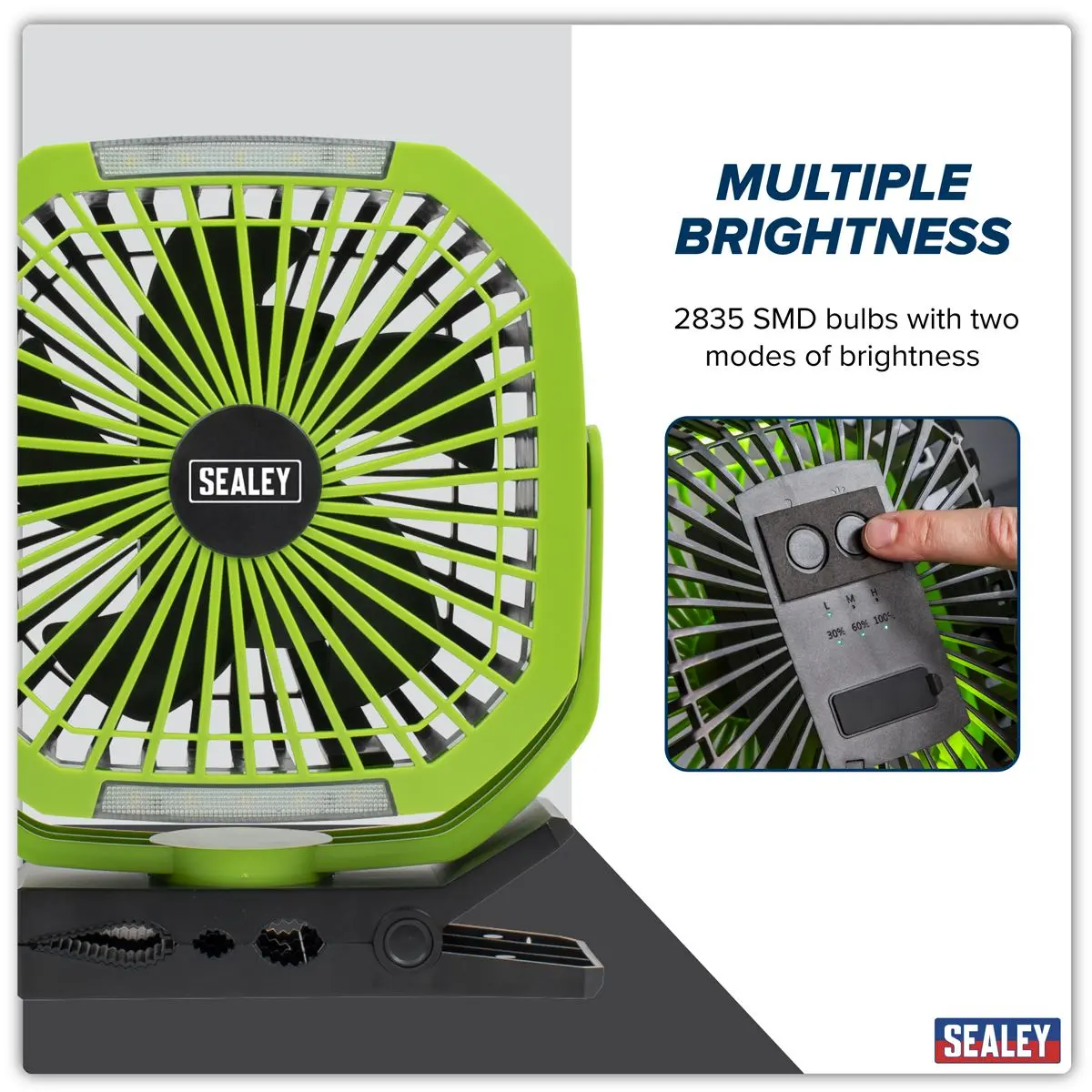 Sealey Portable Clip Fan with Worklight 8" 4 Speeds - Image 6