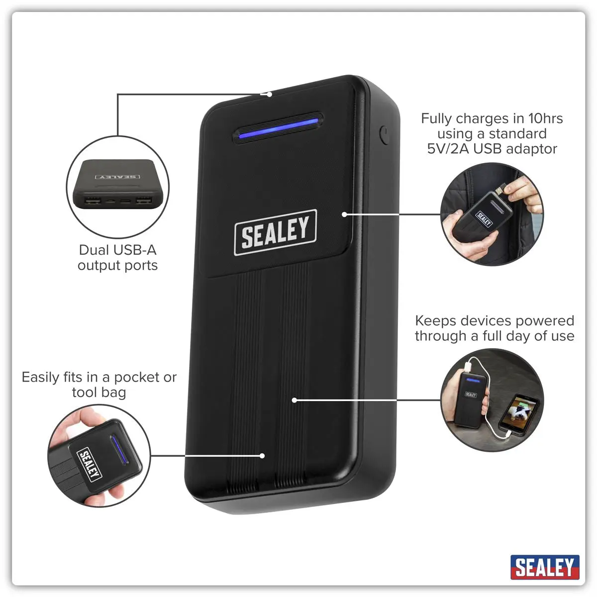 Sealey Portable Power Bank 10W 20000mAh - Image 9