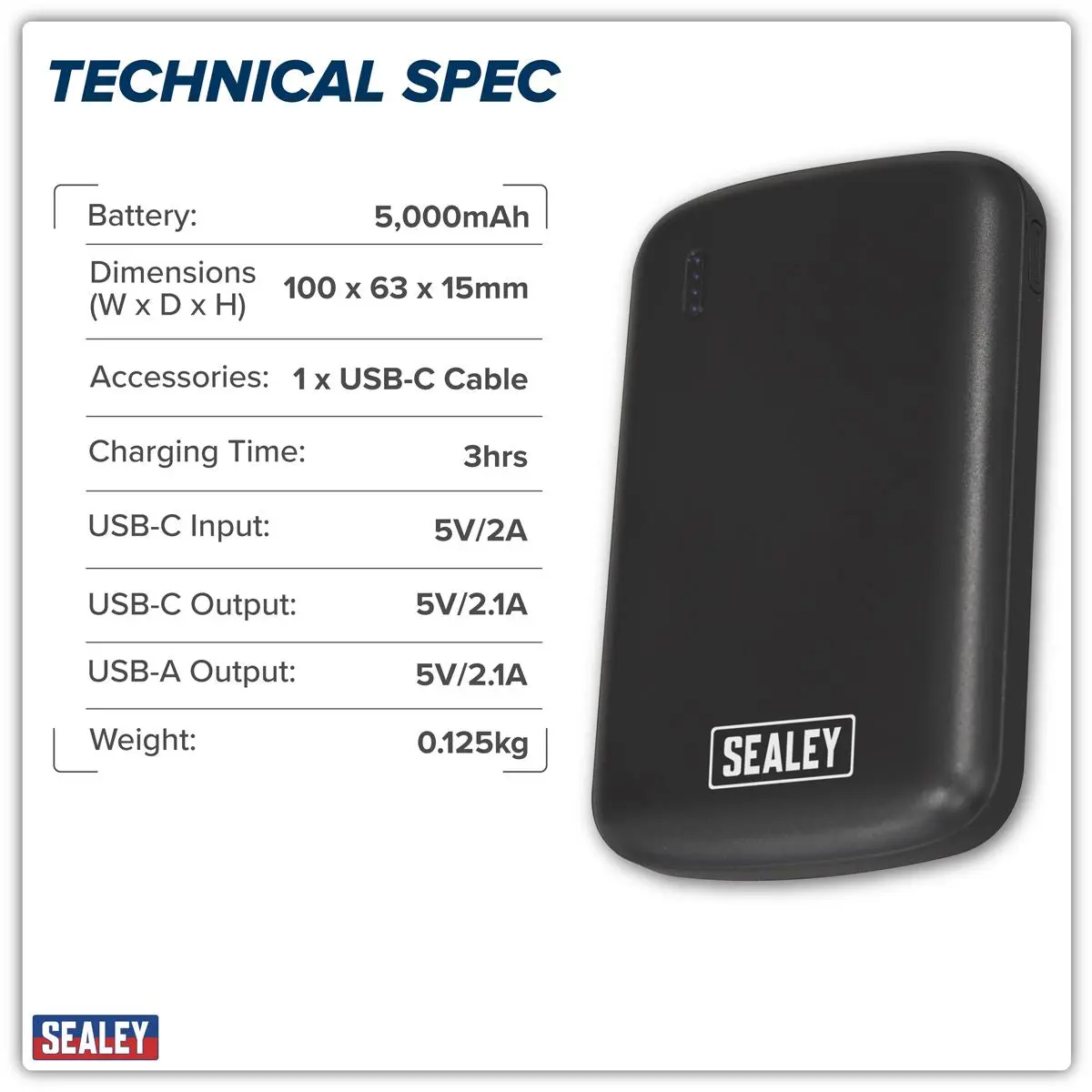 Sealey Portable Power Bank 10W 5000mAh - Image 5