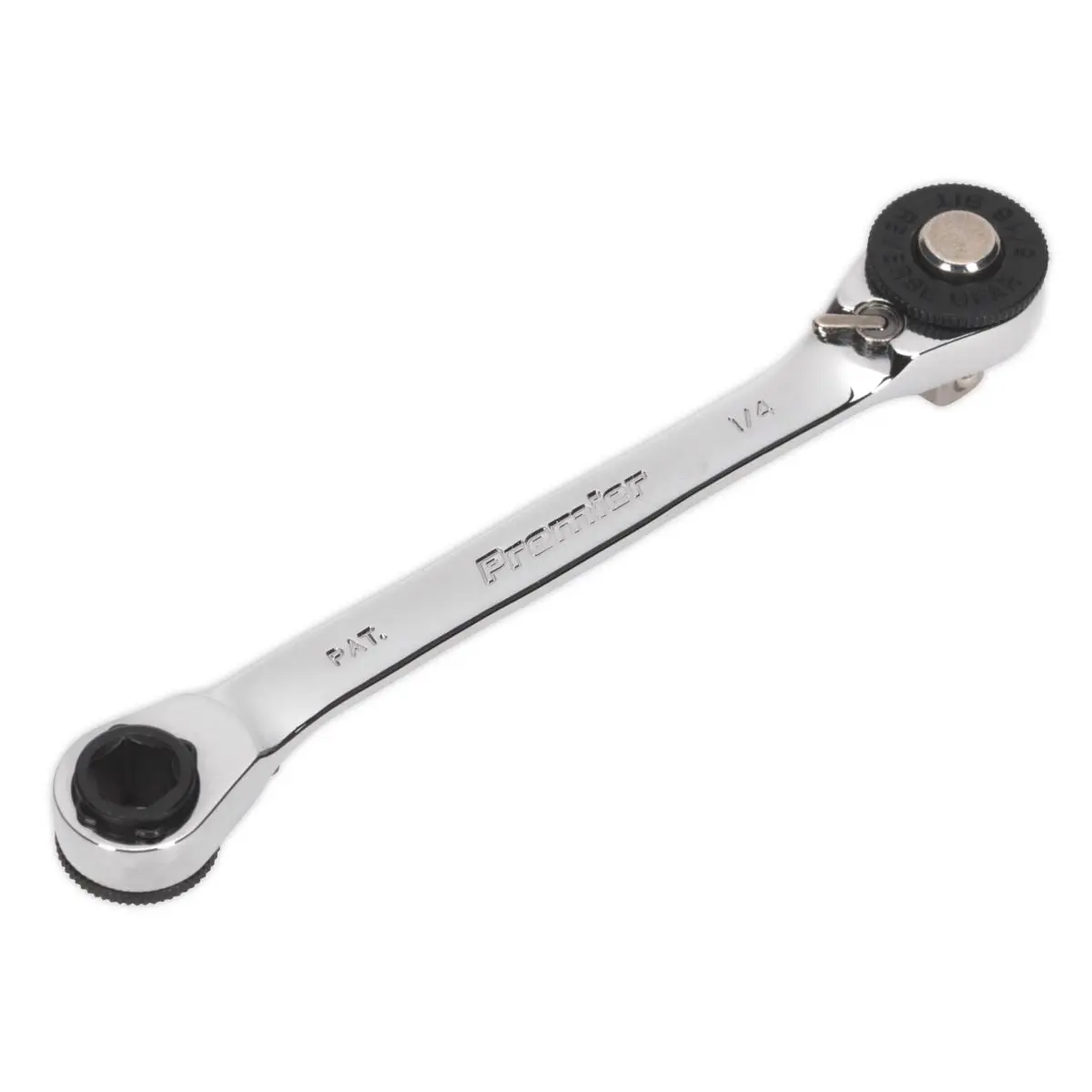 Sealey Premier 1/4" Hex x 5/16" Hex Reversible Ratchet Spanner with 1/4" Drive Adaptor - Image 4