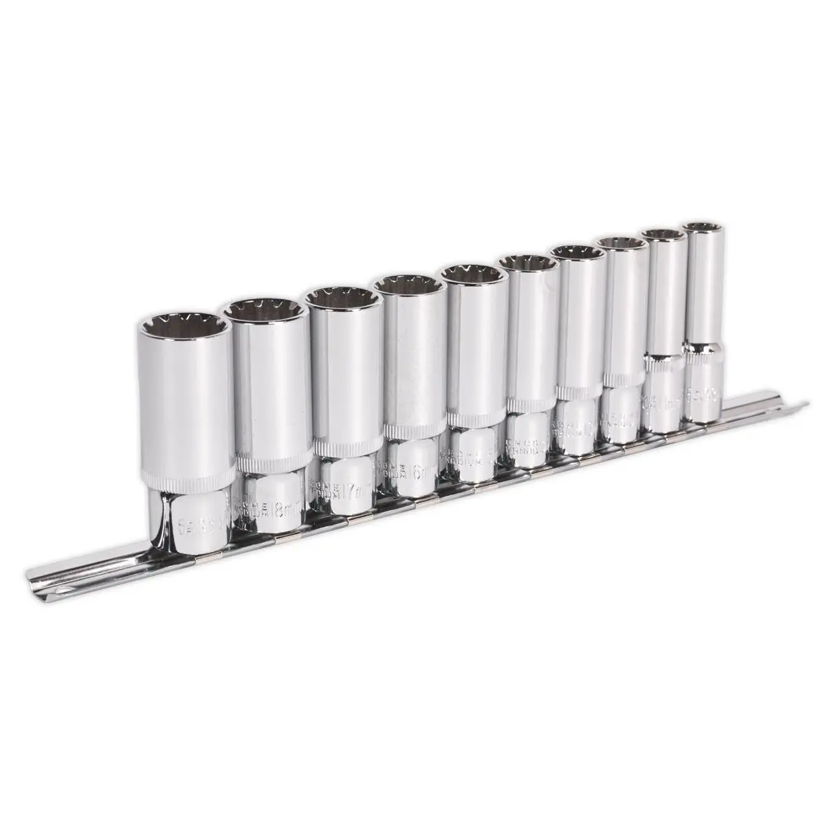 Sealey Premier 10 Piece 3/8" Drive Total Drive Deep Socket Set 10-19mm