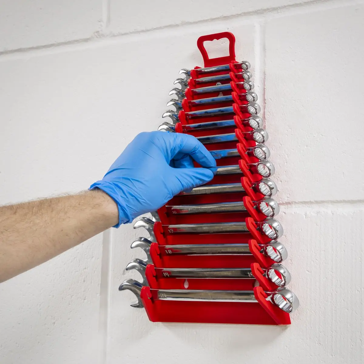 Sealey Premier 15 Capacity Reverse Spanner Rack Non Marking Wall Mounted Storage - Image 9