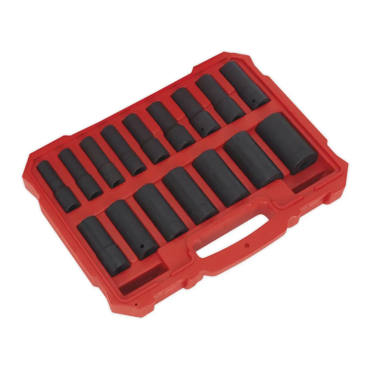 Sealey Premier 16 Piece 1/2" Drive Deep Lock On Impact Socket Set 10-32mm Rounded - Image 2