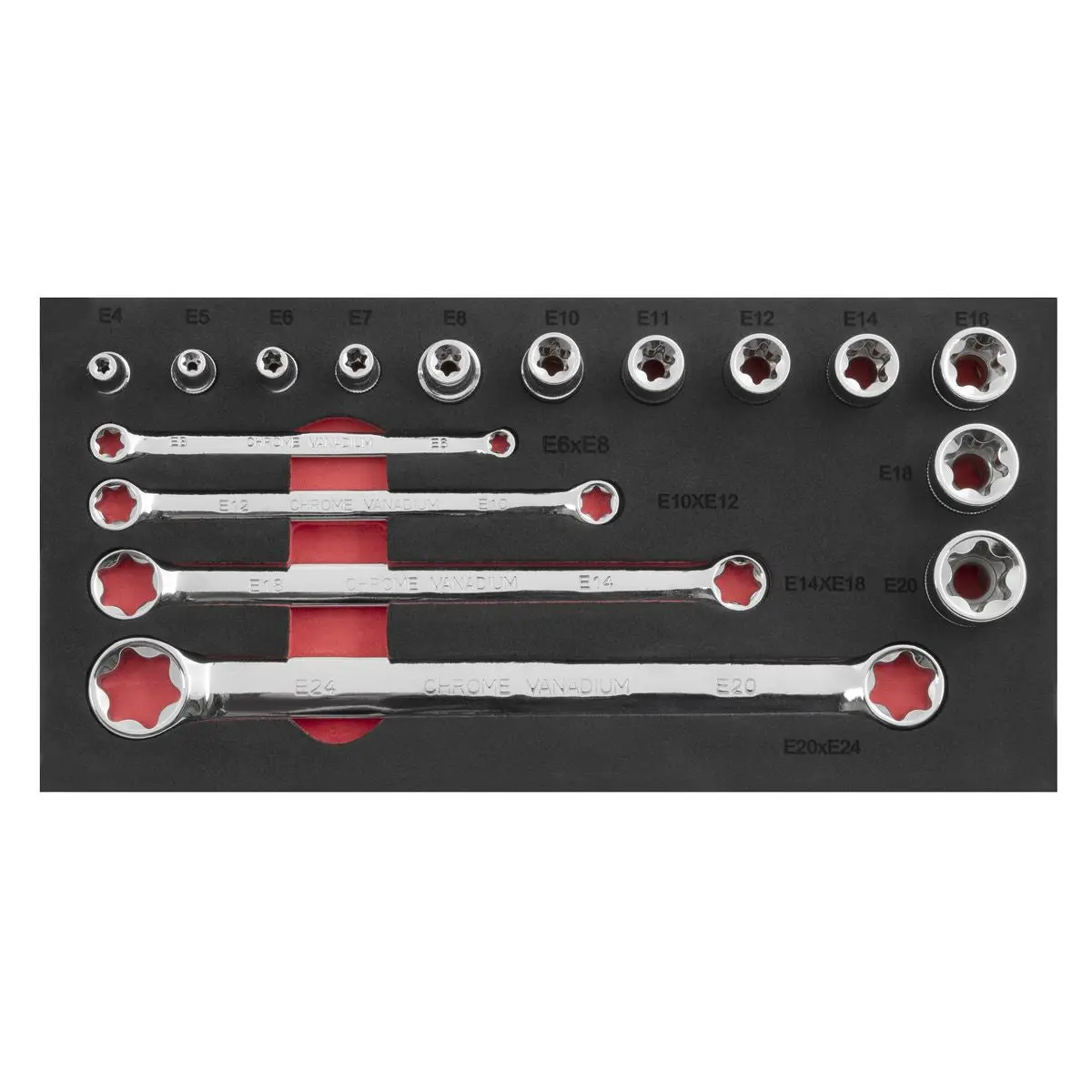 Sealey Premier 16 Piece Trx-Star Socket & Spanner Set 3/8" Sq Drive E6-E24 - Image 4