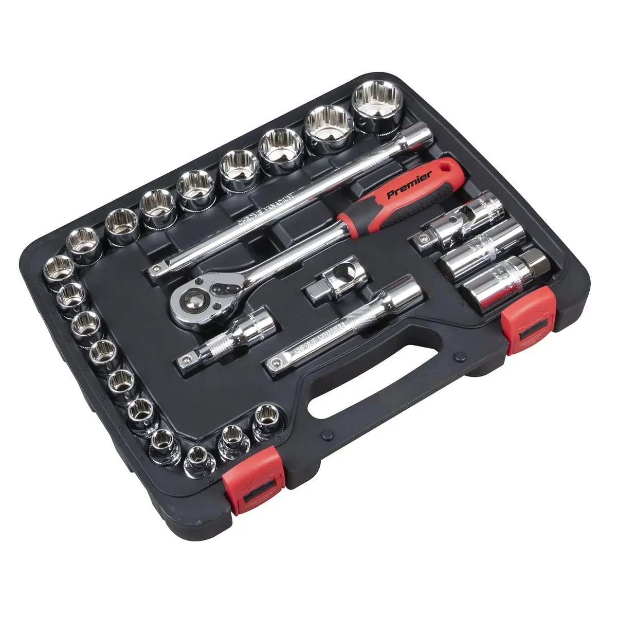 Sealey Premier 26 Piece 1/2" Drive Lock On Socket Set 8-32mm Ratchet Handle - Image 4