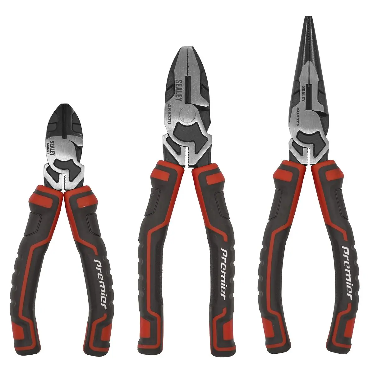 Sealey Premier 3 Piece High Leverage Pliers Set Long Nose Combi Plier - Image 5