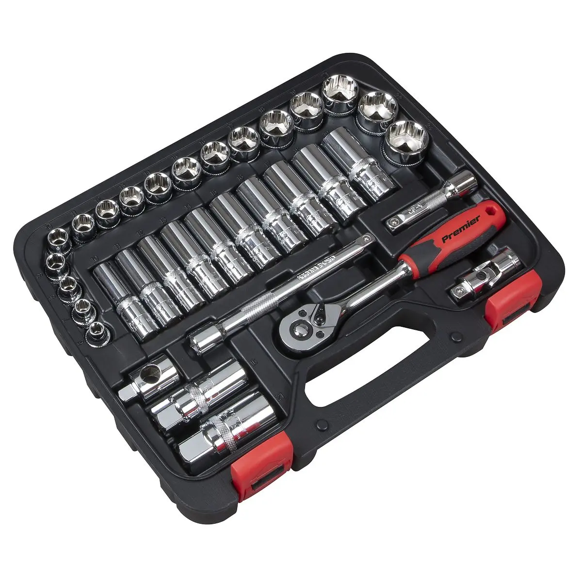 Sealey Premier 34 Piece 3/8" Drive Lock On Socket Set 6-24mm Ratchet Handle - Image 10