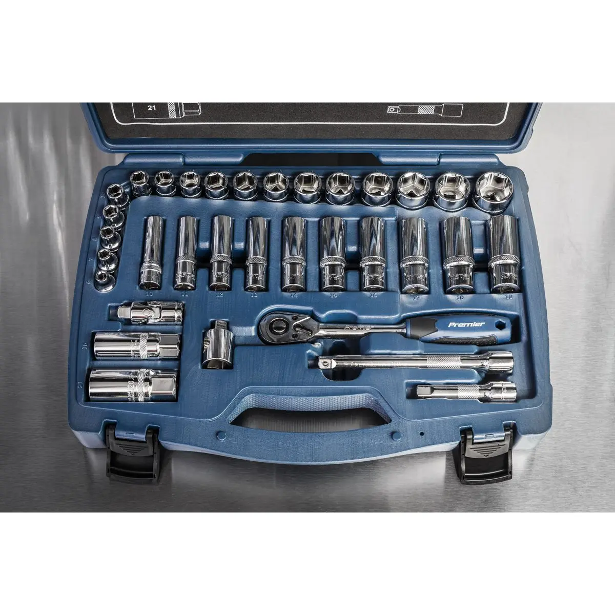 Sealey Premier 34 Piece 3/8" Drive Metric Socket Set 6-24mm WallDrive Ratchet - Image 10