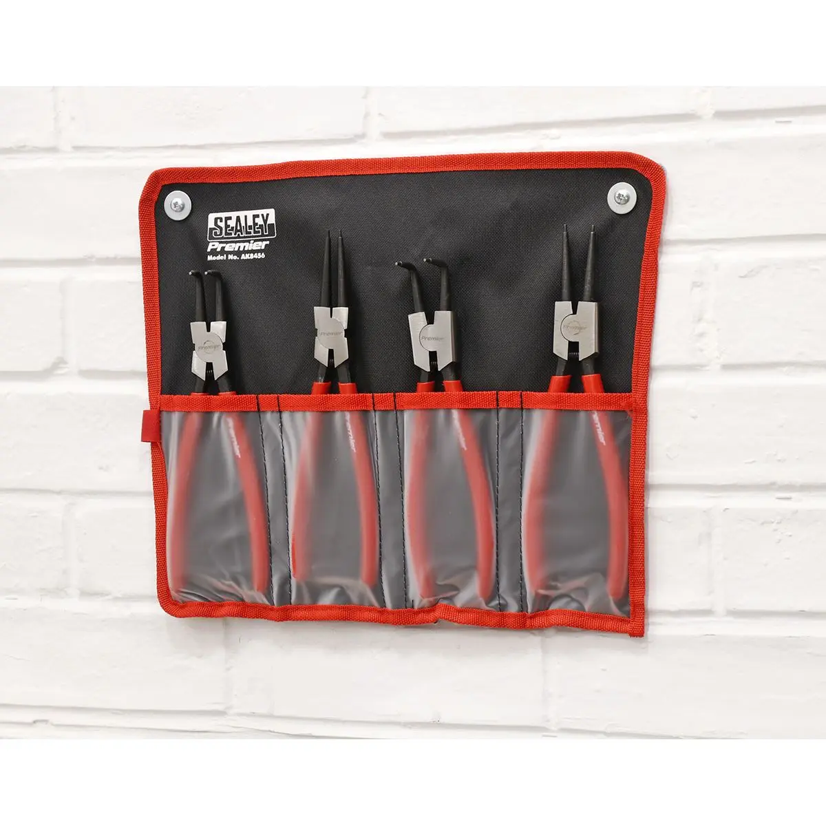 Sealey Premier 4 Piece 230mm Circlip Pliers Set in Storage Hanging Pouch Bent Nose Straight - Image 4